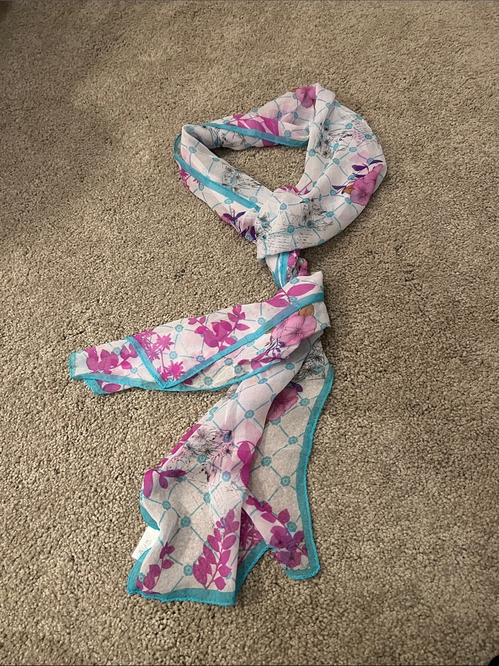 Floral Pink & Teal Lightweight Women's Scarf